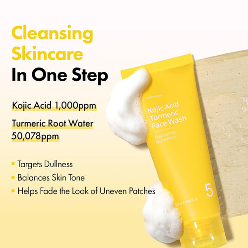 Kojic Acid Turmeric Face Wash with Niacinamide, Glutathione for Brightening and Dark Spot Care, Mochi Whip with Capsules for Dull, Uneven Skin Tone, Korean Skincare, 100 Ml / 3.38 Fl. Oz.